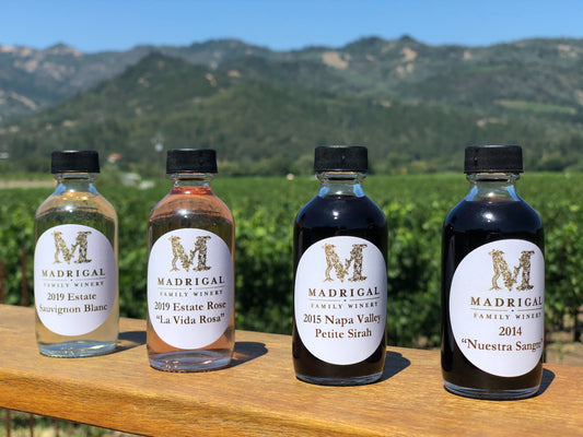 Madrigal Estate mini bottle wine tasting kit by Madrigal Family Vineyards
